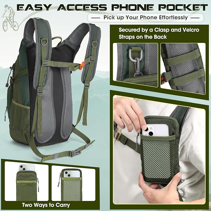 Hydration Backpack with Water Bladder, 18L Lightweight Hiking Backpack for Women&Men Small Insulated Hydration Water Pack for Hiking, Running, Cycling, Biking