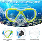 Kids Snorkel Set Dry Top Snorkeling Gear for Kids Youth Boys Girls Junior Age 5-15,Tempered Glass Swimming Diving Mask and Snorkel Set 180 Degree Panoramic View