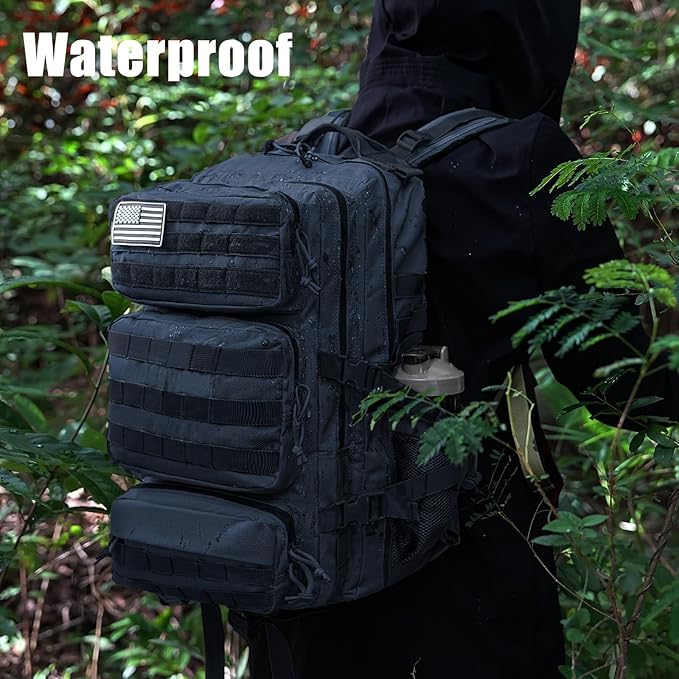 Military Tactical Backpack 25L Day Backpack for Men Molle Army 3 Days Assault Pack Bug Out Bag Water Resistant and Heavy Duty Hiking Treeking Rucksack - Dark Blue