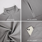 Men's Casual Quarter Zip Pullover Golf Windbreakers Athletic Lightweight Jacket Hiking Running Sweatshirt with Pockets
