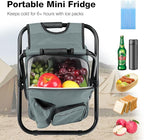 Folding Camping with Cooler Heavy Duty 350lbs for Adults, Portable Backpack Cooler Chair for Hunting, Gray