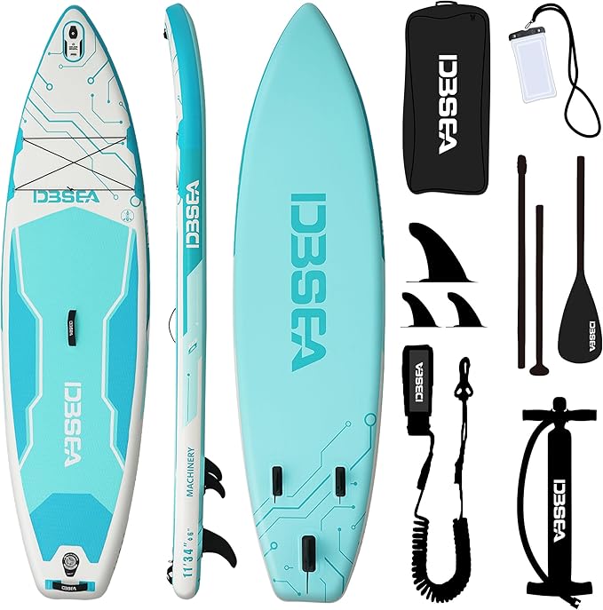 11 ft Extra Wide Inflatable Paddle Board with Accessories, Stand Up Paddleboard for 2 Person, All Around SUP Board for Adults, Fishing, Yoga