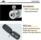 CAMPINGMOON Gas Candle Lantern w/ EN417 Lindal Valve Standrad Camping Canister T-1D