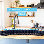 Blank Beer Can Cooler Sleeves (110-Pack) Soft Insulated Beer Can Coolies - HTV Friendly Blank Koolies in Bulk for Beer Cans & Bottles - Black Coolie Blanks for Vinyl Projects & Wedding Favors (Black)