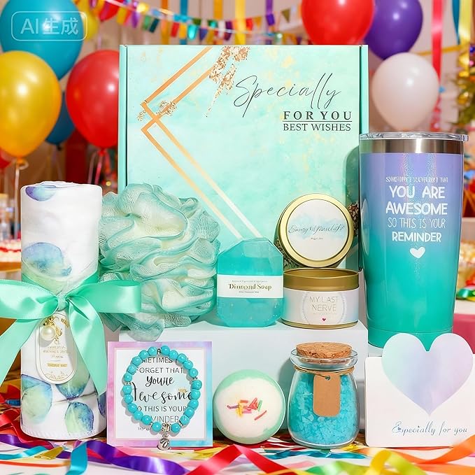 BodyRefresh Spa Gift Basket for Women, Self-Care Package with Warm Blanket, Birthday Get Well Gift Set for Wife Grandma Adult Female