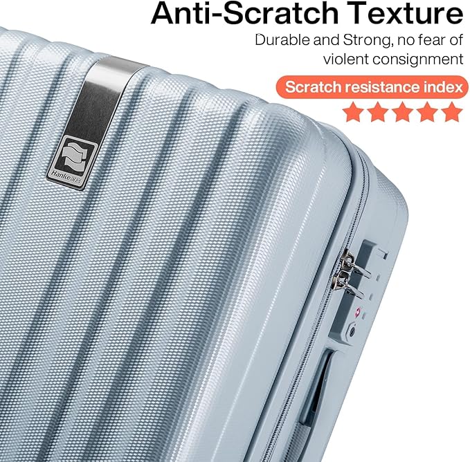 Hanke Luggage Sets 3 piece Carry On Luggage with Wheels PC Hard Shell Suitcases Lightweight Checked Travel Luggage Large Travel Suitcase Woman Men 20/24/29 Inch(Grey)
