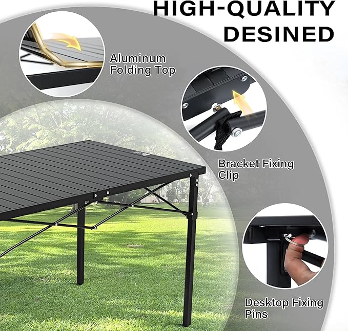 OUTSIDER Folding Camping Table with Aluminum Roll-up Tabletop Portable Lightweight Beach Table with Carry Bag for Outdoor Cooking, Picnic, BBQ, Travel, Backyard Style1