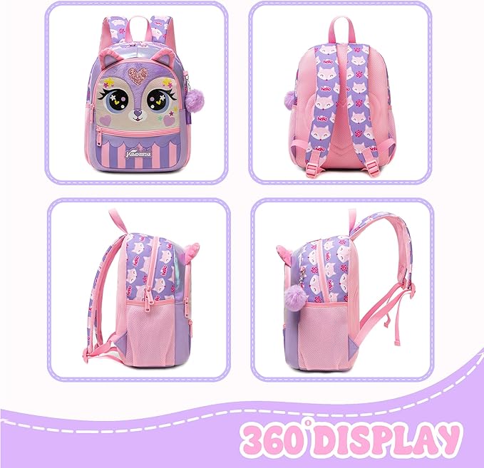 Kids Carry On Luggage with Wheels Softside Kids Suitcase for Girls Airline Approved & Girls Multi-function Carry Bag 4pcs Set