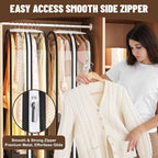 Garment Bags for Hanging Clothes 40” Long,Ultra Clear Suit Bags for Closet Storage, Moving Organization, Travel Covers with 10" Gussets for Coat, Dress, Shirt and Sweater - 3 PCS