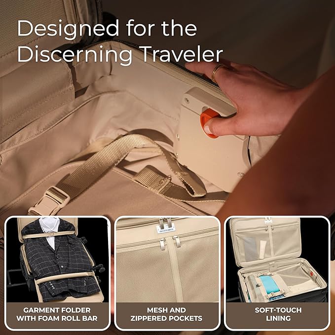 Briggs & Riley Essential 22" Carry On Expandable Spinner - Luggage for Travel, Suitcases with Wheels, Softside Rolling Bag for Men & Women, Self-Repairing Zipper - Baseline Collection, Plum