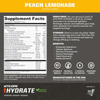 MTN OPS Hydrate Electrolytes Powder Drink Mix, Naturally Sweetened with Monk Fruit, Gluten Free 20 Single Serving On-The-Go Electrolyte Packs, Peach Lemoande