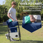 Colegence Oversized Directors Camping Chair Support 600 LBS, Heavy Duty Folding Outdoor Chairs with Detachable Side Pocket and Adjustable Side Table for Outside Beach,Lawn,Fishing,Dark Blue