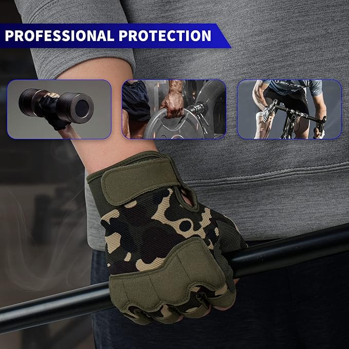 FIORETTO Fingerless Gloves for Airsoft Shooting Half Finger Hunting Hiking Cycling Driving Motorcycle Climbing Work Gloves M210603