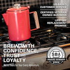 COLETTI Bozeman Camping Coffee Pot — Camping Coffee Makers, Coffee Percolator – America's Sleekest Percolator – NO Aluminum or Plastic (Red)