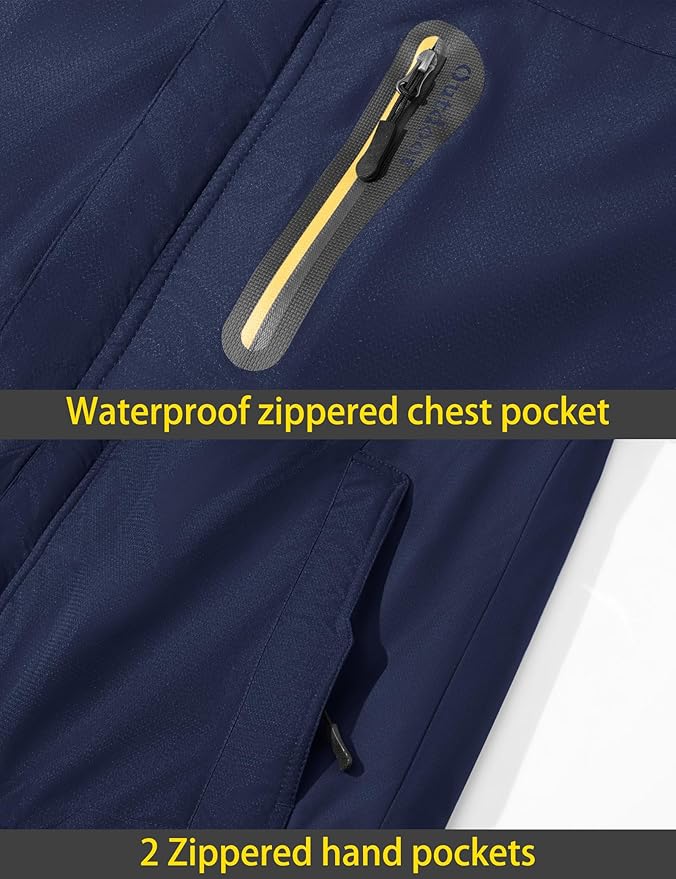 TACVASEN Men's Winter Ski Jacket Waterproof Snow Coats Snowboard Fleece Lining Jacket Warm Parka with Hooded