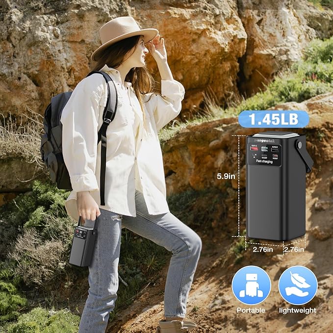 Portable Power Station 99Wh 27000mAh Portable Charger Power Bank with Camping Light 22.5W Fast Charging QC 3.0 PD Built in Cables Outdoor Generator for Hiking Fishing Travel