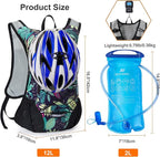 Lightweight Hydration Backpack, Running Backpack with 2L Water Bladder, Hydro Water Daypack for Cycling Hiking Rave for Men Women