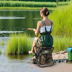LEADALLWAY Backpack Fishing Chair with Cooler Bag Foldable Stool,Fishing Hunting Gifts for Men,Outdoor,Camping,Paints,BBQ,Beach,Picnic,Hiking,Concert, Camouflage