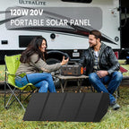 FlexSolar 120W Portable Solar Panel for 300/500/1000/1500W Power Station,IP67 Waterproof Folding Solar Charger with USB C&2 USB A&18V DC Output Charge Generator,Cell Phones,Power Bank,12V Car Battery