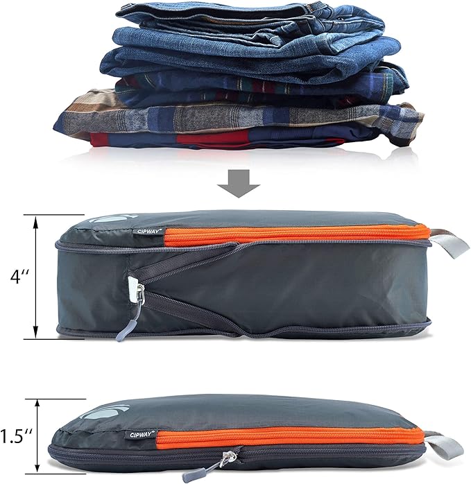 Cipway - 5 Set Compression Packing Cubes for Travel, Ultralight Packing Organizers for Luggage Suitcase & Backpack (Grey), L