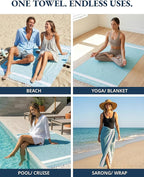 LANE LINEN Oversized Beach Towel - Beach Towels 4 Pack, Pre-Washed Pool Towel, Extra Large Beach Towel, Quick Dry & Sand Free, Lightweight Travel Towel, 39"x71" - Aqua
