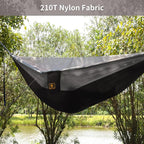 Camping Hammock, Portable Hammocks with Mosquito Net,Lightweight Nylon Parachute Hammock with 10ft Tree Straps,Camping Gear Must Haves for Travel Hiking Backpacking Beach Patio-Black&Grey
