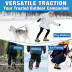 ZeeDix Crampons for Shoes, 10-Spike Stainless Steel Ice Cleats for Shoes and Boots, Slip-Resistant Shoe Spikes Traction Grips for Walking Hiking Jogging Fishing and Daily Outdoor Adventures