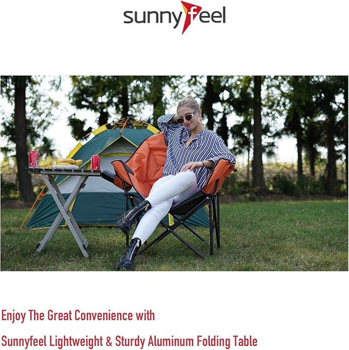 SUNNYFEEL Folding Camping Table - Lightweight Aluminum Portable Picnic Table, 18.5L x 18.5W x 24.5H Inch for Cooking, Beach, Hiking, Travel, Fishing, BBQ, Indoor Outdoor Small Foldable Camp Tables