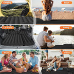SUV Air Mattress: Inflatable Car Air Mattress for Camping, Flocking Car Bed with Air Pump & 2 Pillows, Portable Sleeping Pad Mattress for Home Car Travel Camping Black