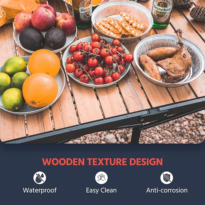 OUTSIDER Folding Camping Table Adjustable Height Foldable Roll-up Aluminum Camp Table Portable Table with Carry Bag - for Outdoor Cooking, Beach, Picnic, BBQ, Travel Style2