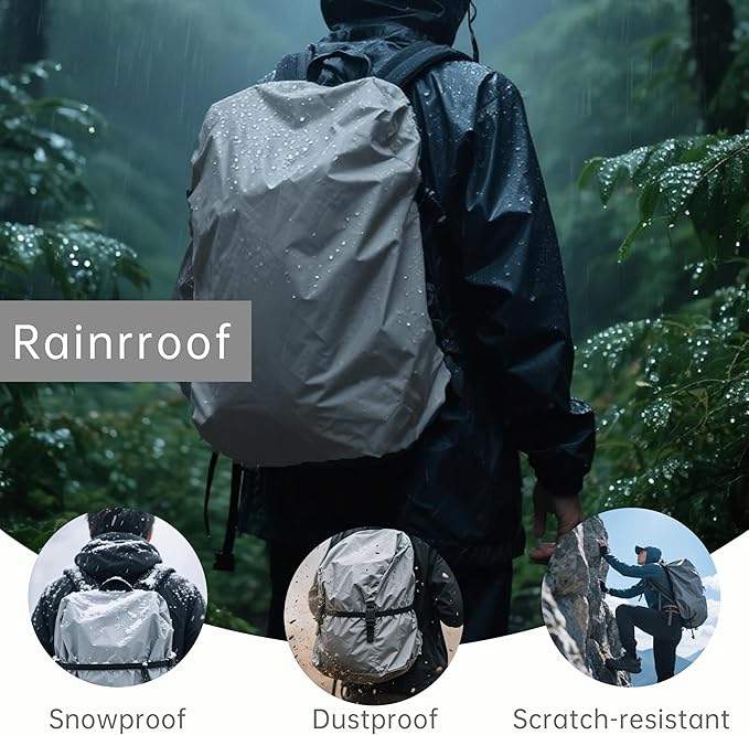 Silfrae Waterproof Rucksack Cover Backpack Rain Cover 30L-100L for Travel Climbing Hiking (Grey, 40L-50L)