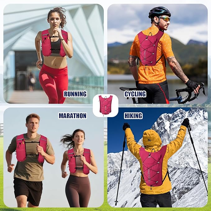 Running Vest for Women & Men, Lightweight 150g Hydration Backpack, 6L Pack for Trail Running, Marathon, Hiking, Cycling, Jogging, Adjustable Fit