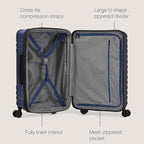 U.S. Traveler Boren Expandable Hardside Rugged Travel Luggage with 8 Spinner Wheels, Navy, 3-Piece Set