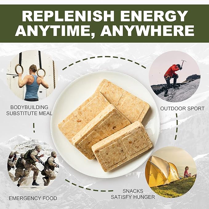 Emergency Food Ration Bars, Survival Food with Tin box, 20 Years Long Self Life Survival Tabs Supply for Outdoor Camping Emergency Snowstorm Earthquake Disaster Preparedness Kit, Original Flavor