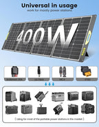 800W Portable Solar Panel, 2pcs 400W Portable Solar Panels 39V, 23% Efficiency Foldable IP67 Waterproof Adjustable Kickstands, Off-Grid Power Smart Sunlight Alignment via Suncast, for Camping, RV