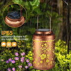 Solar Lanterns Outdoor Waterproof Hummingbird Garden Decor Christmas Gifts for Women Mom Grandma Hanging Lights Metal Solar Decoration Outside for Yard, Patio,Backyard(Butterfly and Sunflower)