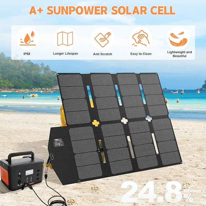 100W Portable Solar Panel MC-4 Foldable Solar Panel Charger Kits 18V IP68 Waterproof Lightweight and Compact for Small Power Station RV Travel Outdoor Activities