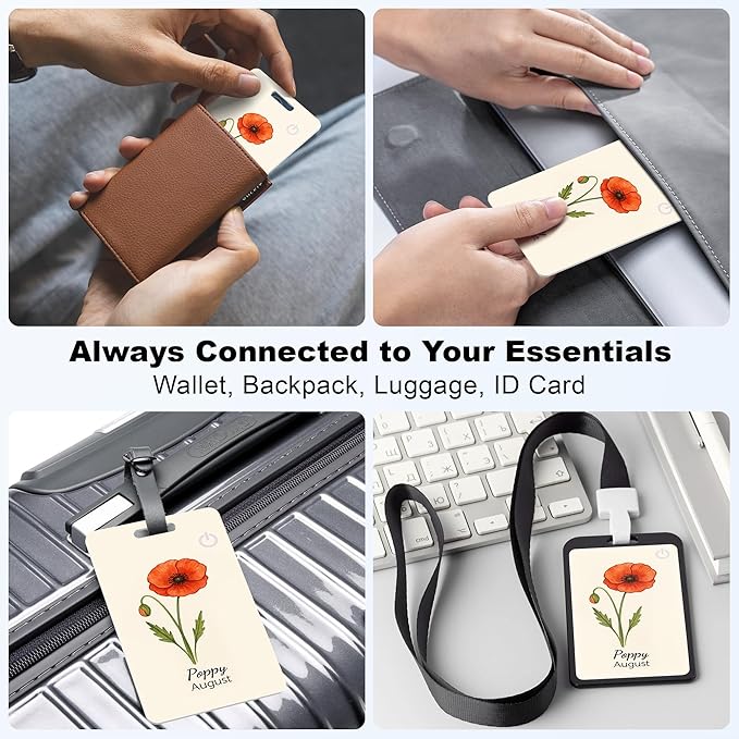 Wallet Tracker Card (iOS Only), Rechargeable Bluetooth Smart Tracking for Apple Find My Compatible Anti Tracker for Men Women Slim Item Locator for Purse Passport Key Luggage Tag (1Pcs/AUG FLR)