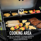 Kenmore 4-Burner Gas Grill with Side Burner, Outdoor BBQ Grill, Propane Gas Grill, Cast Iron Cooking Grates, Electronic Ignition, Warming Rack, Open Cart Design, 53000 BTUs, Black