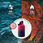 BUZIO 64oz Insulated Water Bottle Stainless Steel Double Wall Leak Proof Half Gallon with Straw Lid and Flex Cap (Cold for 48 Hrs) Sports Flask Metal Travel Mug for Hiking Cycling, Ruby Red Navy