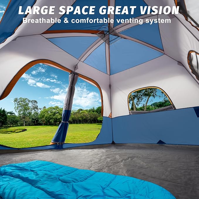 UNP 2/4/6/8 Person Tent, Portable Cabin Tent, Camping Tent 4-Person Easy Set Up, Waterproof with Top Rainfly for Outdoor Camping/Hiking