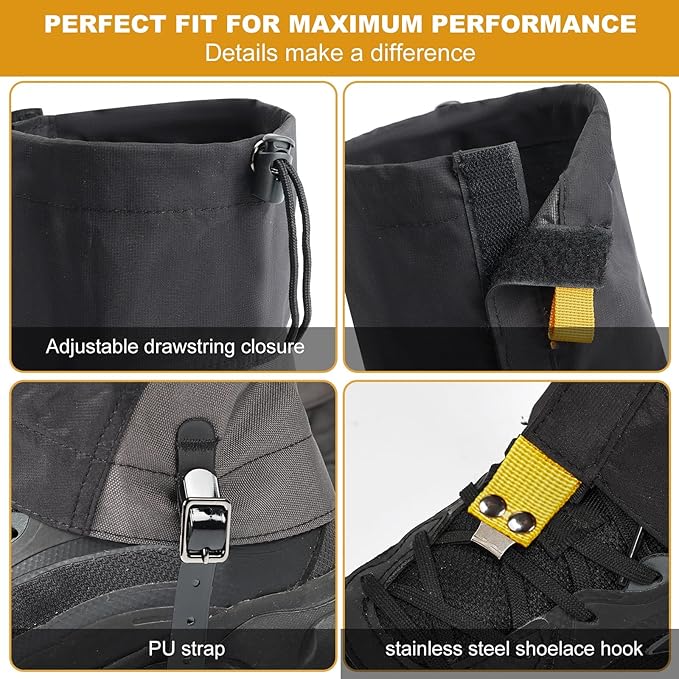 Waterproof Trail Gators for Hiking Boots Adjustable Ankle Leg Gaiters for Men Women Shoe Gaiters Snow Boot Covers Snowshoeing