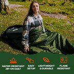 Crua All-in-One Self Inflating Camping Mattress & Quilt Set – Camping Blanket and Self Inflating Mattress Sleep Set, Inflatable Bed with Zip Up Puffy Blanket