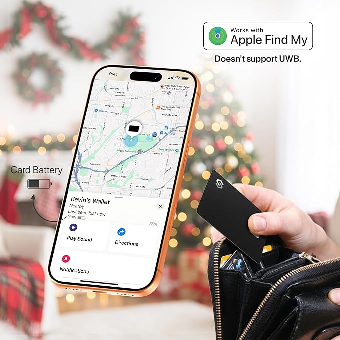 SPOTMINDERS Apple MFi Certified Credit Card Wallet Tracker PRO 4-Pack (iOS Only) Works with Apple Find My Rechargeable Tracking Card for Wallet IP68 0.07in Slim iPhone Item Finder for Luggage or Purse