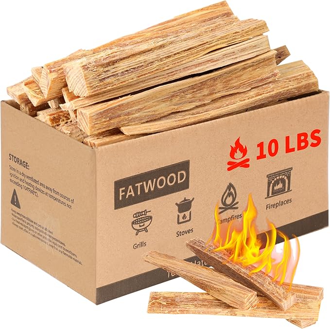 Fatwood Fire Starter Sticks for Fireplace, Fire Pit, Bonfires, Campfires, Wood Stoves, Mini Firewood Starter, 100% Natural Pine Fire Kindling Wood (10.0, Pounds)