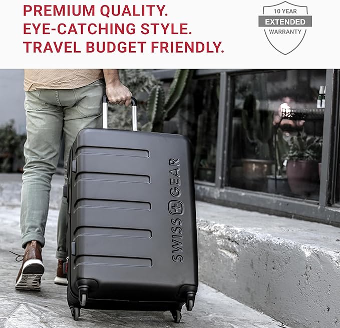 SwissGear 7366 Signature Hardside Expandable Luggage with Spinner Wheels, TSA Lock, White, Checked-Large 27-Inch