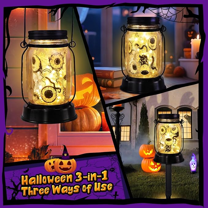 Halloween Decorations Halloween Decor Eyeballs Solar Lanterns Eyeball Decorations Outdoor Lights Solar Garden for Yard, Patio,Backyard,Porch Torches Light