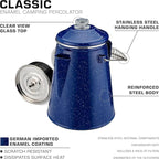 COLETTI Classic Percolator Coffee Pot — The Most Nostalgic Camping Coffee Pot, Now Modernized [Blue Enamel, 12 Cup]