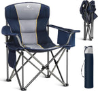 ALPHA CAMP Oversized Folding Camping Chair, Heavy Duty Portable Lawn Chairs with Cooler Bag, Side Pocket & Cup Holder, Folding Chairs for Outside Support 450 LBS