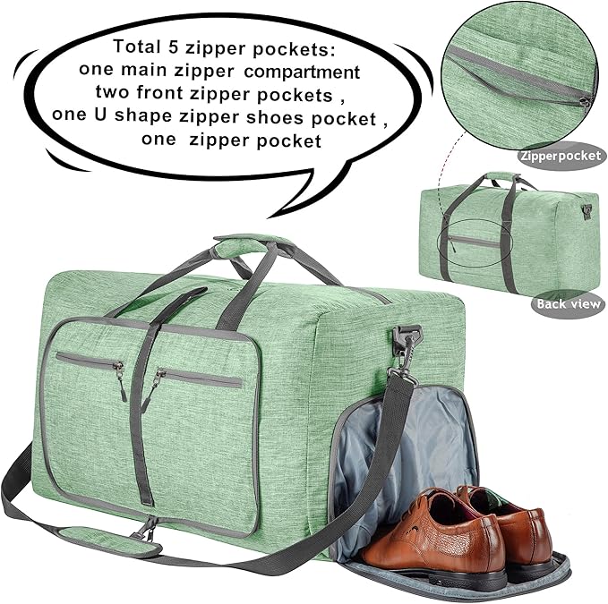 Vomgomfom Travel Duffle Bag for Men,65L 85L 115L Foldable Travel Duffel Bag with Shoes Compartment Overnight Bag for Men Women